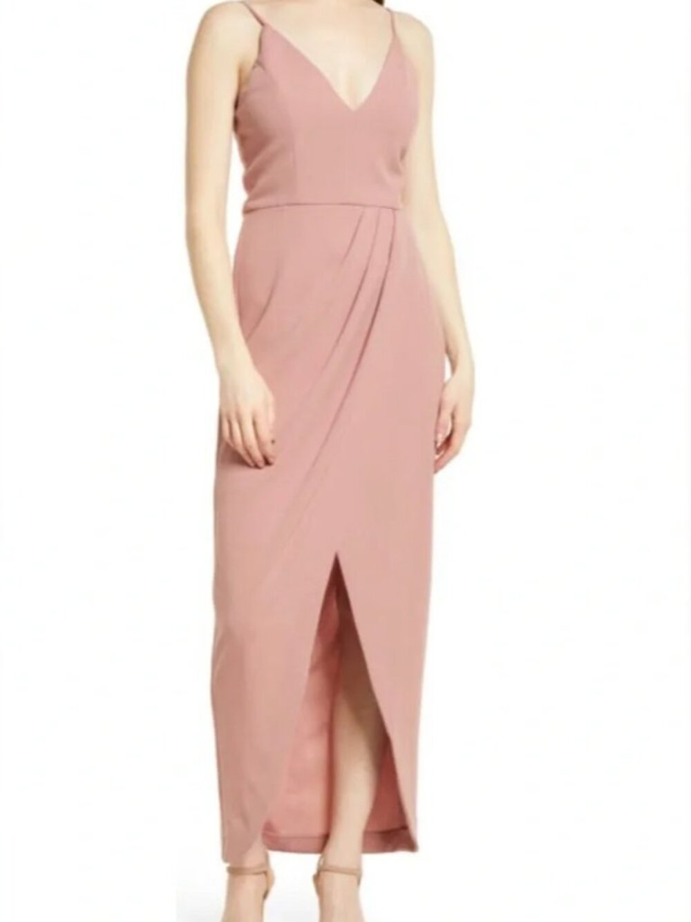WAYF - The Ines V-Neck Tulip Gown in Dusty Mauve - M